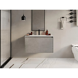 Vente-Unique Meuble de salle de bain suspendu avec vasque à encastrer - Gris béton - 80 cm - SOSTHENE