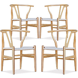 ICONIK INTERIOR Lot de 4 Chaises de Salle à Manger en Bois - Style Scandinave - Wish Bois naturel