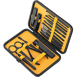 Primematik Set professionnel de manucure et pédicure, ensemble de 16 accessoires en acier inoxydable, couleur noire