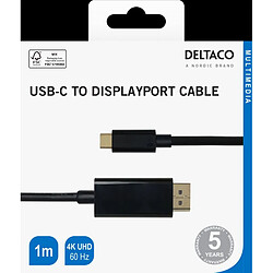 Avis Câble USB-C vers DisplayPort DELTACO 4K UHD, connecteurs plaqués or, 1m, noir / USBC-DP100-K / 00140012