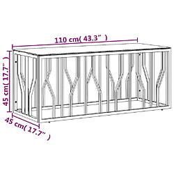 vidaXL Table basse 110x45x45 cm acier inoxydable et verre pas cher