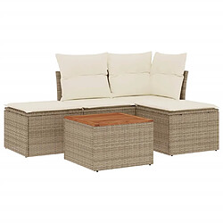 vidaXL Salon de jardin avec coussins 5 pcs beige résine tressée