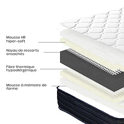 Avis Visiodirect Matelas réversible NORA, King Size, 180x200 cm, en mousse mémoire de forme haute adaptabilité et ergonomique