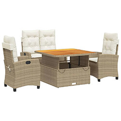 Maison Chic Ensemble à manger d'extérieur 4 pcs avec coussins,Salon de jardin,Mobilier de jardin beige résine tressée -GKD182864