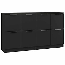 Maison Chic Ensemble de 2 Buffets,commode,console pour rangement Noir 60x30x70 cm Bois d'ingénierie -MN84153