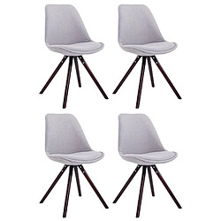 Decoshop26 4 chaises de salle à manger style scandinave en tissu gris clair pieds rond en bois marron CDS10342