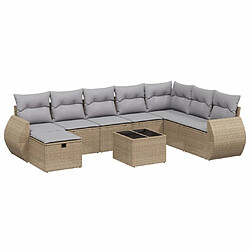 vidaXL Salon de jardin avec coussins 9pcs mélange beige résine tressée