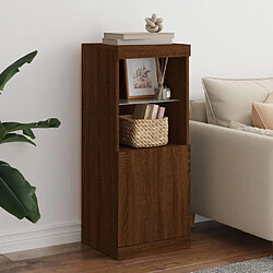 Maison Chic Commode Buffet - Meuble de rangement avec lumières LED chêne marron 41x37x100 cm -GKD28560