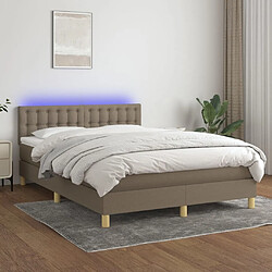 Sommier à lattes LED,Cadre à lattes de lit avec matelas pour Adulte Taupe 140x190 cm Tissu -MN39784