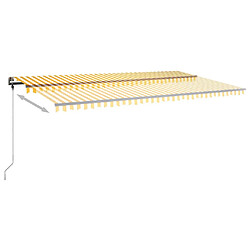 Maison Chic Auvent manuel rétractable,Store manuel de porte avec LED 600x350 cm Jaune et blanc -GKD82194 pas cher