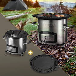 BBQ#BOSS Four-fusée BBQ avec plaque de cuisson en fonte réchaud de camping pour griller