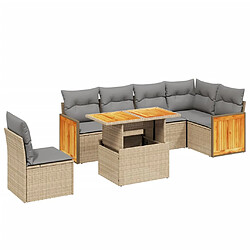 vidaXL Salon de jardin avec coussins 7 pcs beige résine tressée