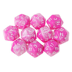 10pcs / set 20 face d20 dés pour jeu donjons et dragons rose blanc Accessoires de jeux de fête