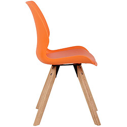 Avis Decoshop26 Chaise de salle à manger x1 design scandinave en plastique et PVC orange et pieds en bois carrés clair 10_0002306