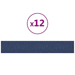 vidaXL Panneaux muraux 12 pcs Bleu 90x15 cm Tissu 1,62 m²