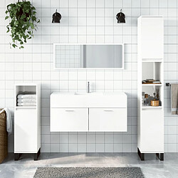 Maison Chic Armoire de bain à miroir,Meuble haut de rangement de salle de bain blanc brillant bois d'ingénierie -GKD816603