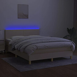 Avis vidaXL Sommier à lattes de lit avec matelas LED Crème 140x200 cm Tissu