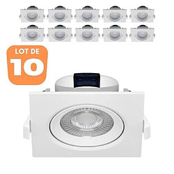 BRAYTRON Lot de 10 Spots LED encastrables carré blanc 5W IP20 4000K