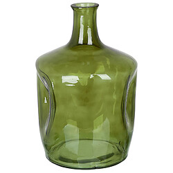 Beliani Vase à fleurs KERALA fait à la main Verre 35 cm Vert olive