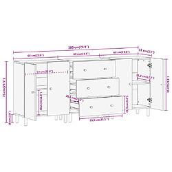 vidaXL Armoires latérales 3 pcs 60x33x75 cm bois massif d'acacia pas cher