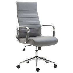 Decoshop26 Fauteuil de bureau en synthétique gris avec assise rembourrée pivotant BUR10243