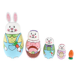 5Pièces Poupée Matryoshka en Bois - Lapin Mignon Poupées russes en bois poupées gigognes russes