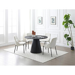 Vente-Unique Table à manger ronde 4 personnes placage frêne - Noir - ANTALIZA