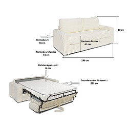 Avis Inside 75 Canapé convertible EXPRESS BILBAO couchage 140 cm matelas 16 cm velours ivoire