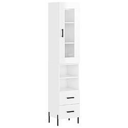 Maison Chic Buffet,Meuble de Rangement,commode pour salon,Cuisine Blanc brillant 34,5x34x180 cm Bois d'ingénierie -MN13642