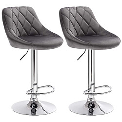 Helloshop26 Tabouret de bar en velours lot de 2 pièces gris foncé 19_0000395 