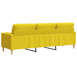 Acheter vidaXL Canapé 3 places avec oreillers jaune clair 210 cm tissu