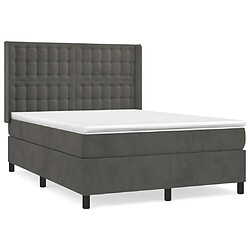 Maison Chic Lit Adulte - Lit simple Lit à sommier tapissier et matelas moelleux - Meuble de Chambre - Gris foncé 140x200cm Velours -MN97284