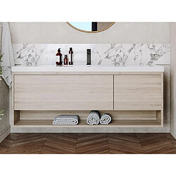 Vente-Unique Meuble de salle de bain suspendu simple vasque coloris naturel clair - 150 cm - PUJUKA