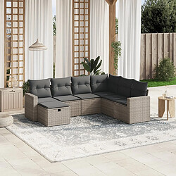 vidaXL Salon de jardin avec coussins 7 pcs gris résine tressée 