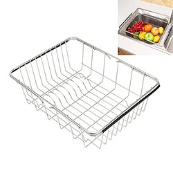 Wewoo Cuisine Égouttoir Évier Égoutter Panier Laver Légumes Fruits Séchage Titulaire En Acier Inoxydable Réglable RackTaille Fond Plat Style 