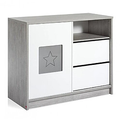 Schardt Commode avec plan à langer bois gris et blanc Eco Star L 113 x H 93 x P 54 cm