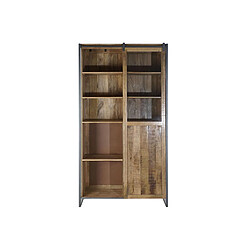 Pegane Armoire vitrine en bois avec 3 tiroirs 1 porte et 7 étagères - Largeur 110 x Hauteur 200 x Profondeur 45cm