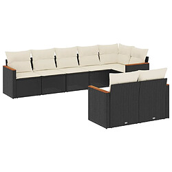 vidaXL Salon de jardin 8 pcs avec coussins noir résine tressée