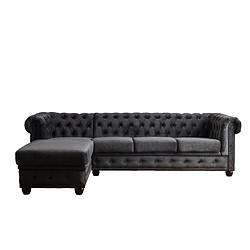 Lisa Design William - canapé Chesterfield d'angle gauche - 4 places - en velours pas cher