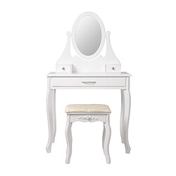 ML-Design Table de maquillage coiffeuse style romantique avec miroir et tabouret bois MDF