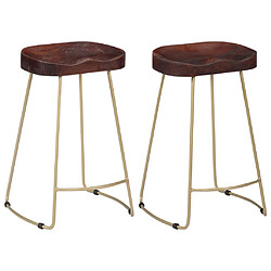 vidaXL Tabourets de bar Gavin lot de 2 bois de manguier massif 