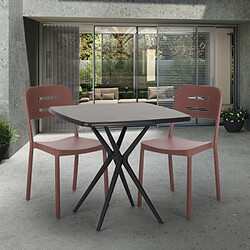 Ahd Amazing Home Design Ensemble 2 Chaises Design Moderne Table Carrée Noire 70x70cm Larum Dark, Couleur: Marron