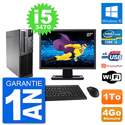 PC Lenovo M92p SFF Ecran 27" Intel i5-3470 RAM 4Go Disque 1To Windows 10 Wifi - Occasion