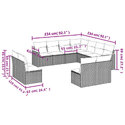 vidaXL Salon de jardin et coussins 11 pcs mélange beige résine tressée pas cher