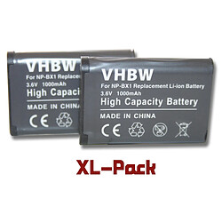 2 x batterie 1000mAh vhbw pour caméra Sony Handycam HDR-CX405, HDR-PJ240E, HDR-PJ410, Sony Action Cam HDR-AS20, HDR-AS200V, HDR-AS100VR comme NP-BX1