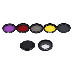 Wewoo Filtre rouge et jaune Violet pour GoPro HERO4 / 3+ / 3 Sport Action Camera 7 en 1 Professionnel 37mm de lentille CPL + UV + ND4 + + + FLD / Capuchon de protection d'objectif 