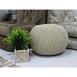 Vente-Unique Pouf rond en rotin beige MADALO