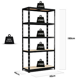 Avis Eurospen Etagère de Rangement modulable et polyvalente pour atelier, garage, cave...Charges Lourdes180x90x40cm - Noir