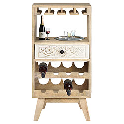 WOMO-DESIGN Casier à vin armoire de bar avec étagére et tiroir 8 bouteilles 45x90x40 cm bois