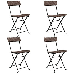 Maison Chic Lot de 4 Chaises de bistrot pliantes Marron Résine tressée et acier -GKD73470